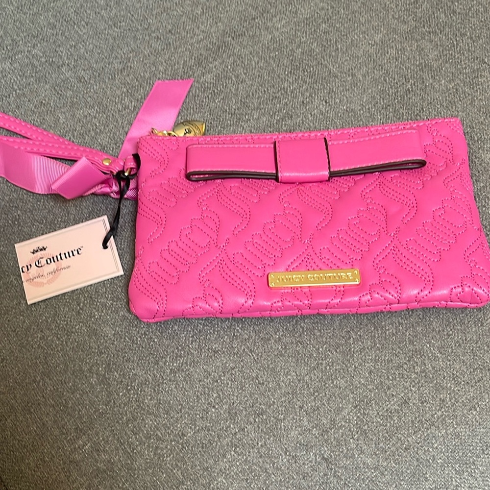 Juicy Couture hot pink wristlet with bow